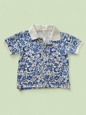 Baby GAP Disney 4T Organic Cotton Tropical Mickey Mouse Polo Shirt Floral Hawaii